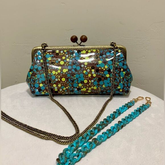 Handsewn Genuine Leather Wooden Ball Kisslock Clutch/Shoulder Bag/Crossbody - Picture 2 of 16